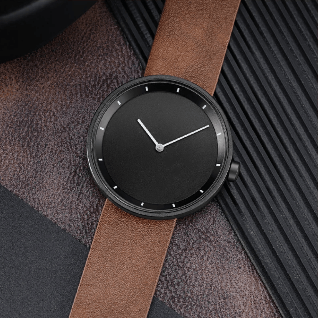 Uomini's Orologio classico minimalista con cinturino in pelle