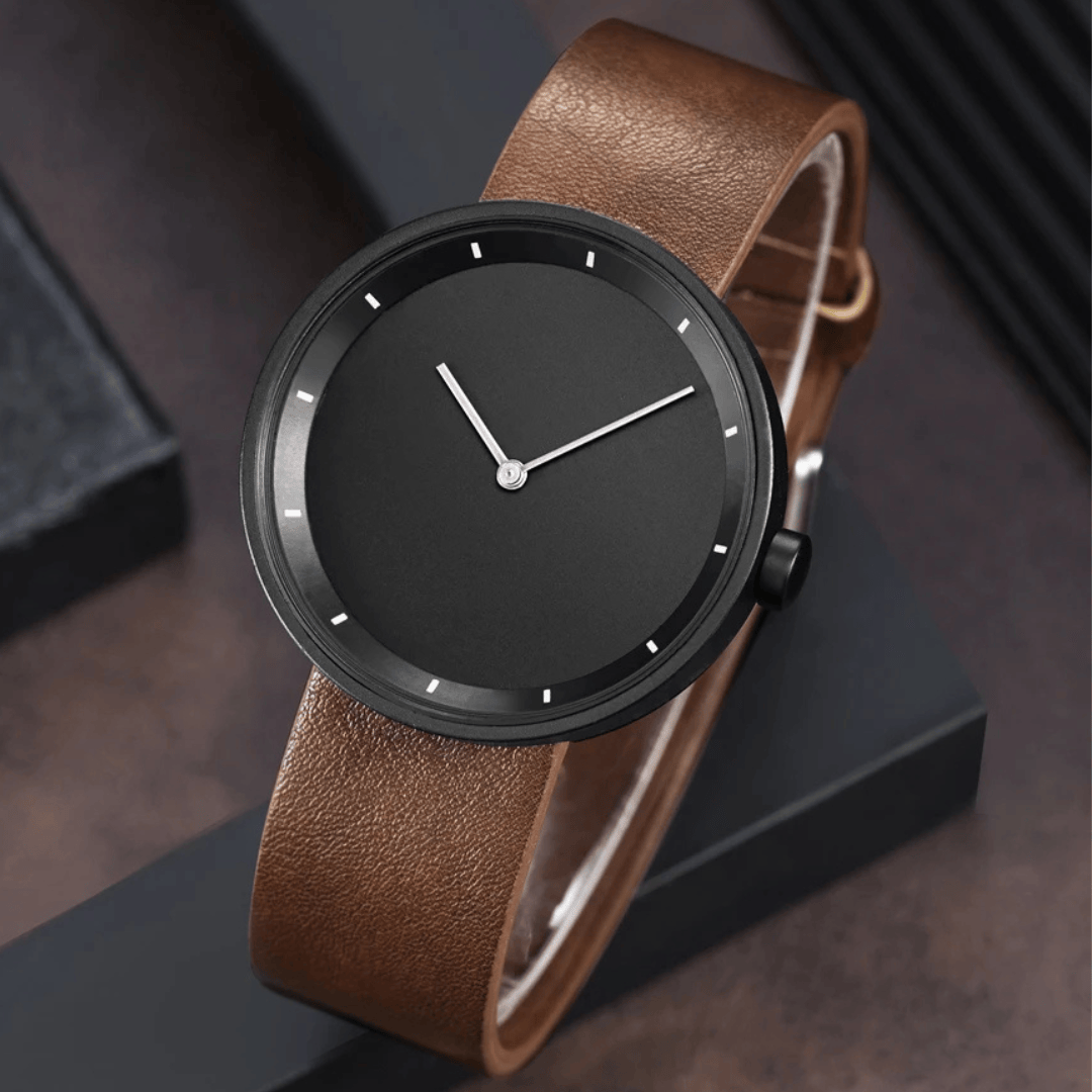 Uomini's Orologio classico minimalista con cinturino in pelle